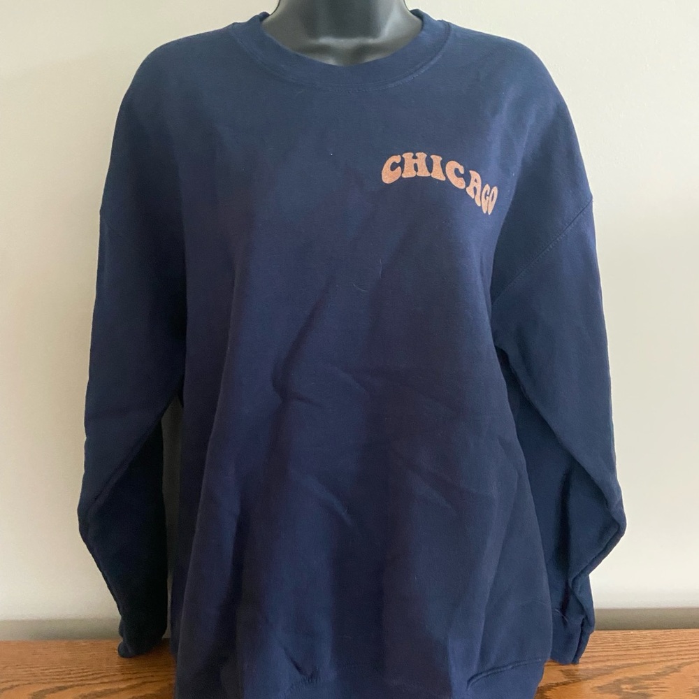 Gildan Navy Blue Sweatshirt with Chicago Bears Colors